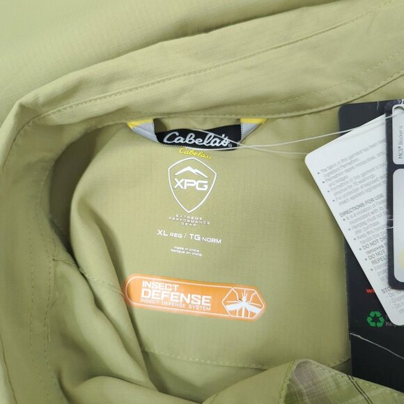 Cabelas Button Down Shirt X Large Green XPG Outdoor Insect Defense - Picture 8 of 9